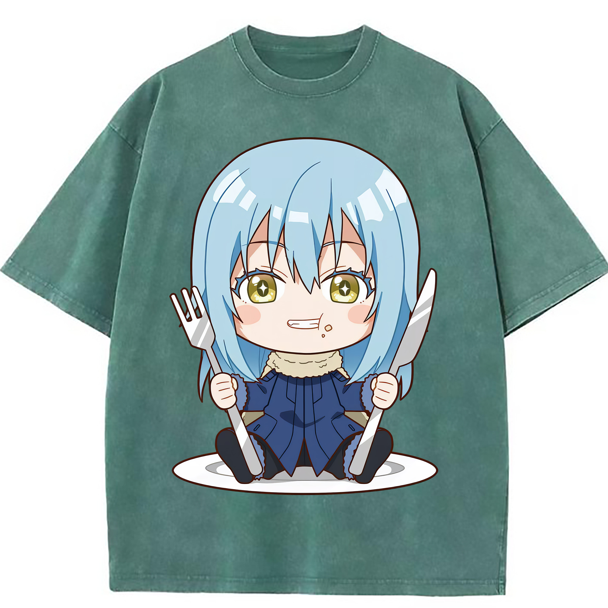 （画像用） 転スラ Regarding Reincarnated to Slime 綿100% ヴィンテージ風 半袖Tシャツ（フロントプリント）